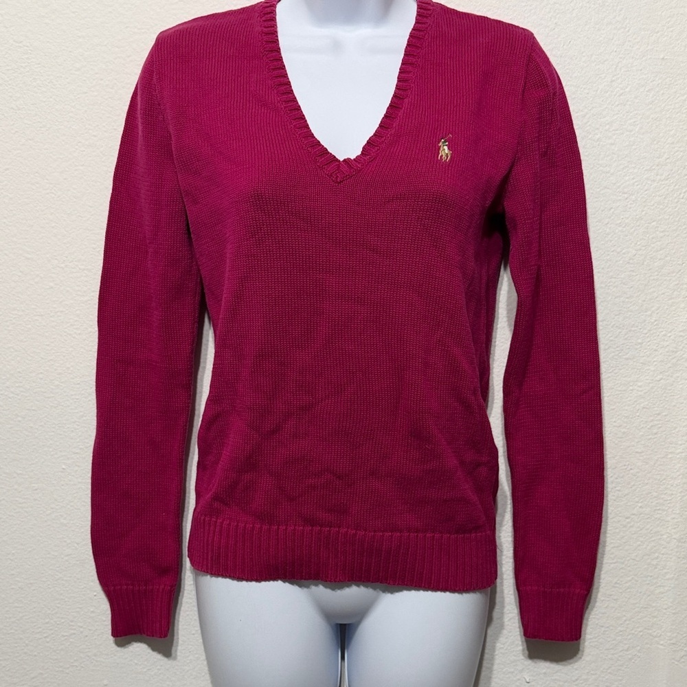 Ralph Lauren Sport Blue Label‎ Cable Knit fucia Pullover  Y2K Academia sweater